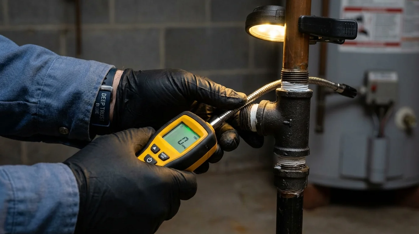 Gas leak detection with electronic sniffer by Johns Plumbing LLC in Parker City