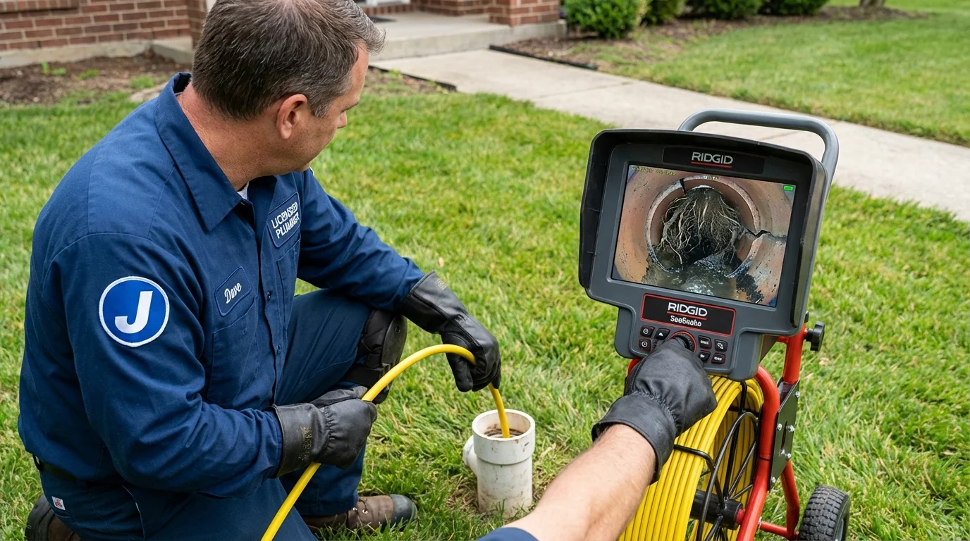 Sewer camera inspection being performed by Johns Plumbing LLC in Parker City