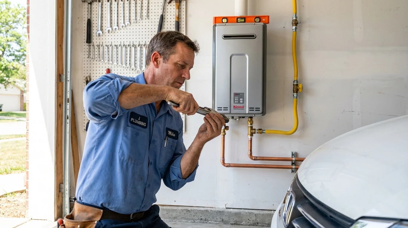 Tankless water heater installation by a Johns Plumbing LLC plumber in Parker City